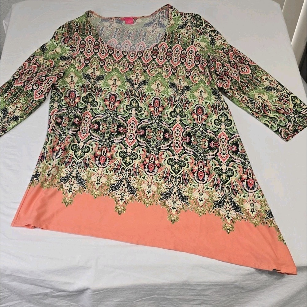 Sunny Leigh Women's XL Paisley Print Tunic Blouse‎
